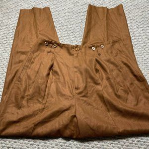 J Peterman Womens Pants 12 Silk Brown Casual Long